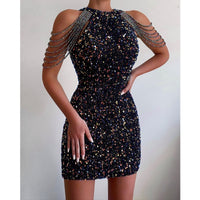 Thumbnail for Off Shoulder Bodycon Short Sequin Dress